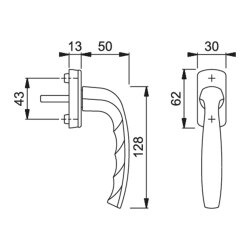 HOPPE Fenstergriff NEW YORK 0810/U10 Nocken 10 mm...