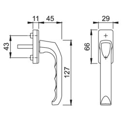 HOPPE Fenstergriff duraplus London 7/32 mm in Aluminium verkehrsweiß 2 x M5x40