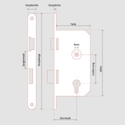 KFV Magnet Schloss Einsteckschloss 111 1/2 55/78/8, WC, 20 mm Stulp Edelstahl, ohne Schließblech, DIN rechts, 3503857