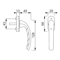 Hoppe Fenstergriff Tokyo 0710/U26 VK 7/32 F4 ohne Schrauben