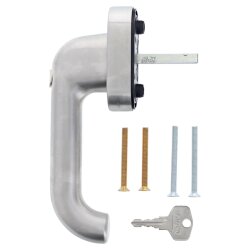 Hoppe Fenstergriff Paris E038S/US9056 Secu100 ® 100NM abschließbar VarioFit ® Vierkant 32-42 mm Schließung H001 F69 Edelstahl matt
